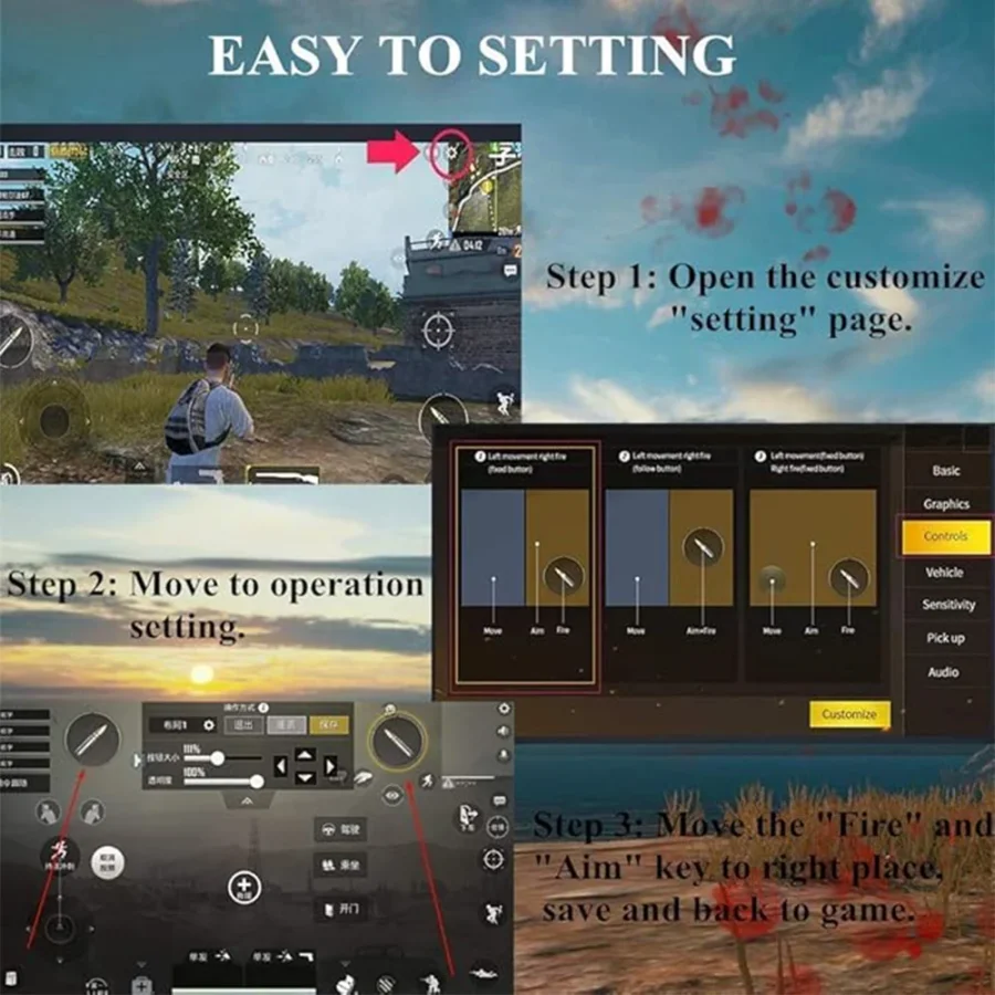 PUBG Trigger Game Mobile Controller with the 6 Finger Shooting Controller (W11+) - Image 4